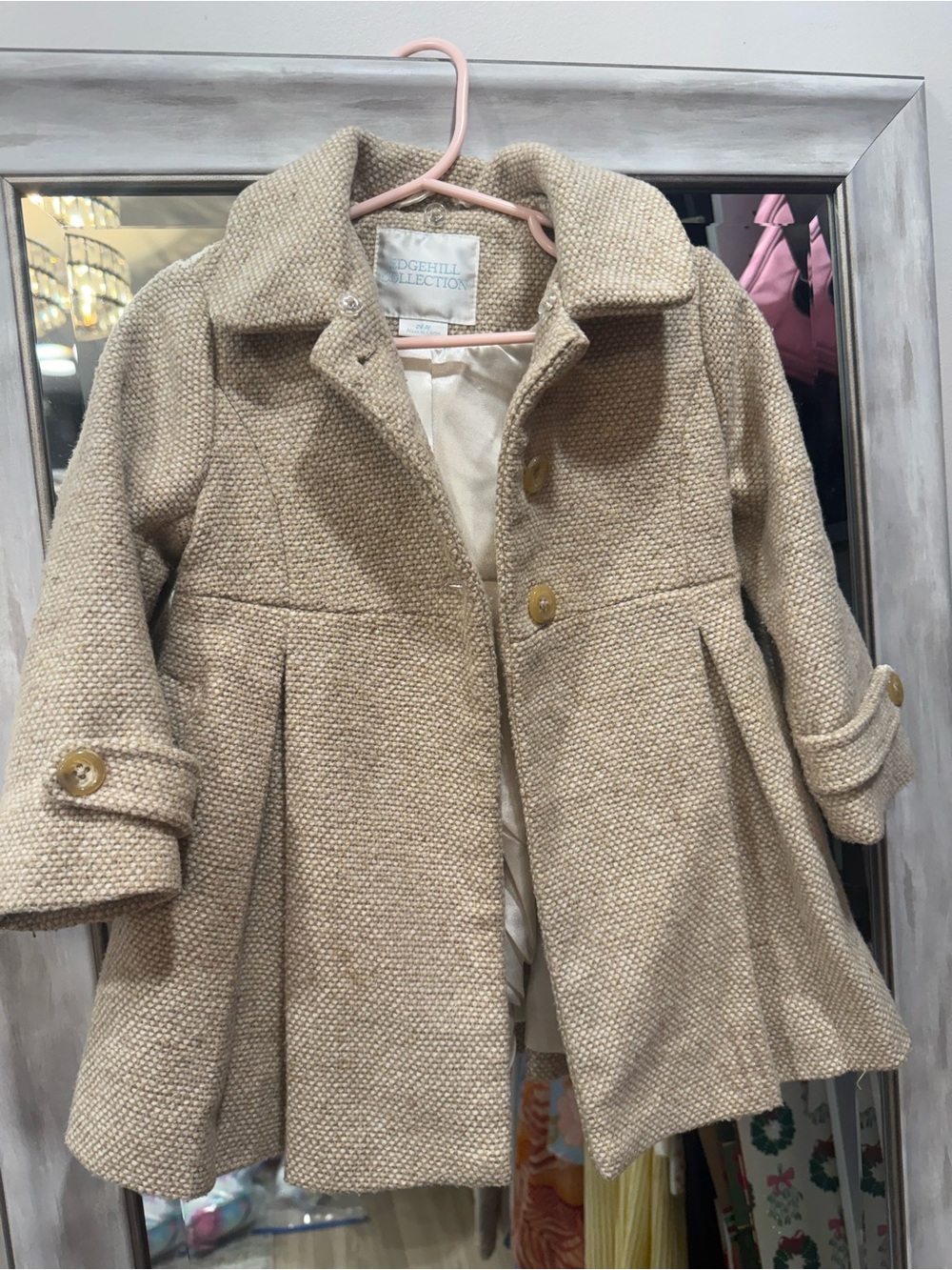 Edgehill Collection Girls' Beige Tweed Pea Coat